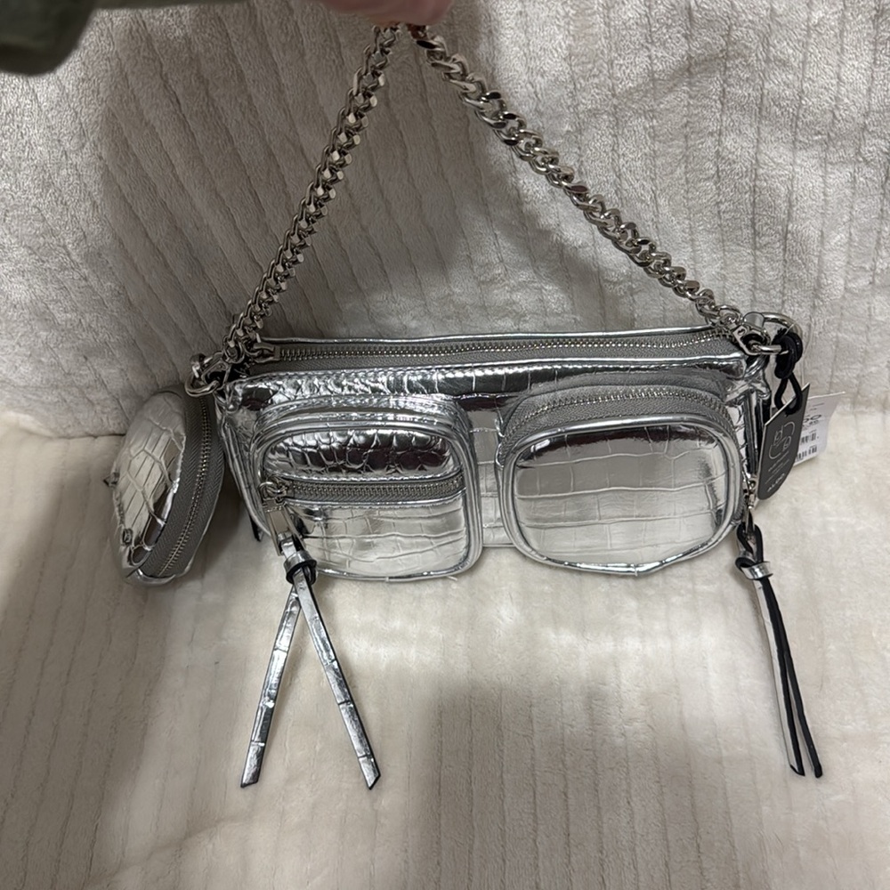 Aldo Silver Metallic Multi Purpose Crossbody Bag - Picture 3 of 11